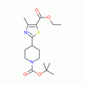 4-[5-(Ethoxycarbonyl)-4-methyl-1,3-thiazol-2-yl)piperidine, N-BOC protected 90%